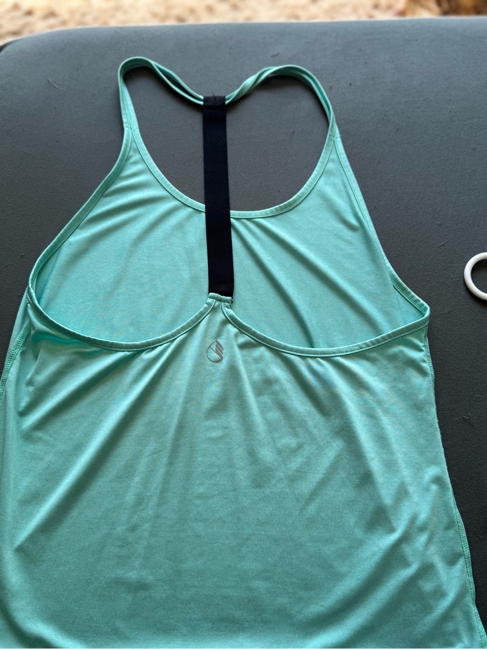 Mint Green Racerback Tank Top with Black T-Back Strap